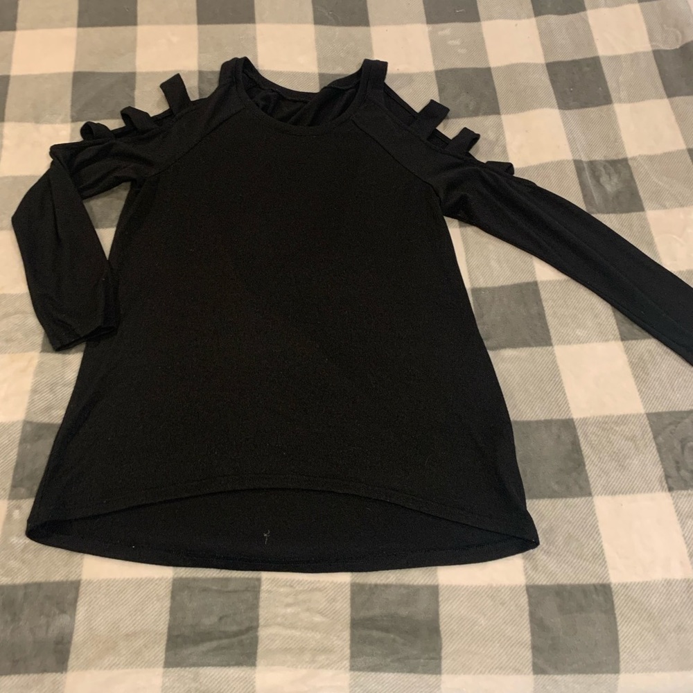 Light Weight Tunic Length Cold Shoulder Sweater